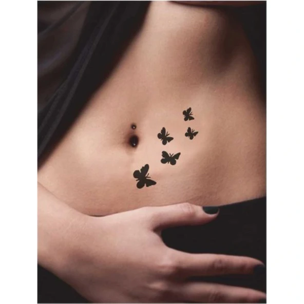 Kelebekler Özgürdür Tattoo Geçici Dövme Şablonları Kına Kalıpları - 2