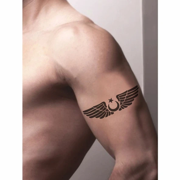 Türk Kuşu Kanatları Tattoo Geçici Dövme Şablonları Kına Kalıpları - Resim 2