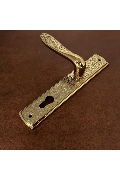 Özen Handles İmza Titanyum ZK19 Zamak Aynalı Yale Çelik Kapı Kolu Sol Basar Tek Yön - 1