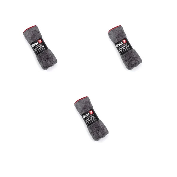 Silver Home Jumbo Mikrofiber Süper Emici Havlu Kurulama Temizlik Bezi - Gri - 50x70 Cm. - 3 Adet ürün görseli 1