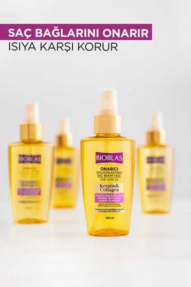 Bioblas Keratin & Kolajen Onarıcı Dolgunlaştırıcı Saç Bakım Yağı 100 ml İnce Yıpranmış Saçlar - 2