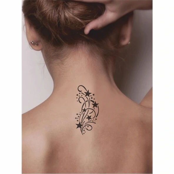 Bir Yanıp Bir Sönen Yıldızlar Tattoo Geçici Dövme Şablonları Kına Kalıpları - Resim 2