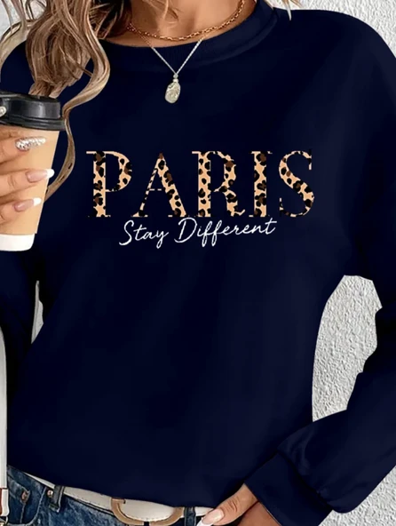 Kadın Uzun Kollu Bisiklet Yaka Desenli Viskon Iki Iplik Bluz - 2