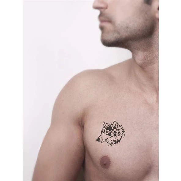 Güzel Yüzlü Kurt Tattoo Geçici Dövme Şablonları Kına Kalıpları - Resim 2