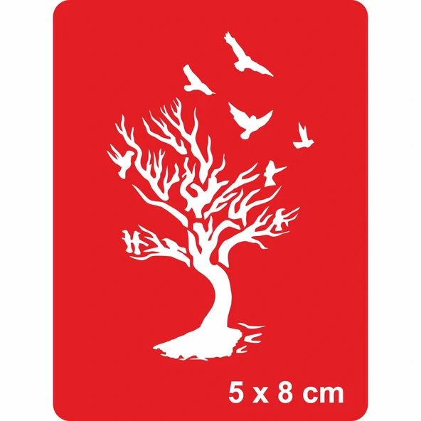 Kuşların Yuvasıdır Ağaçlar Tattoo Geçici Dövme Şablonları Kına Kalıpları ürün görseli 1