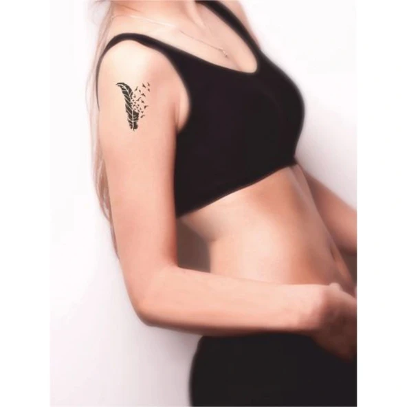 Kuş Tüyü-2 Tattoo Geçici Dövme Şablonları Kına Kalıpları ürün görseli 1