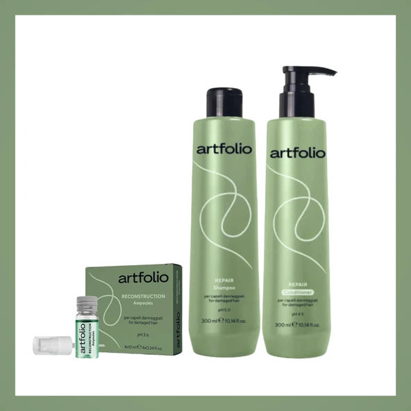 Artfolio İşlem Görmüş Saçlar İçin  Onaran şampuan Onarım ve Yeniden Yapılanma  Set ürün görseli 1