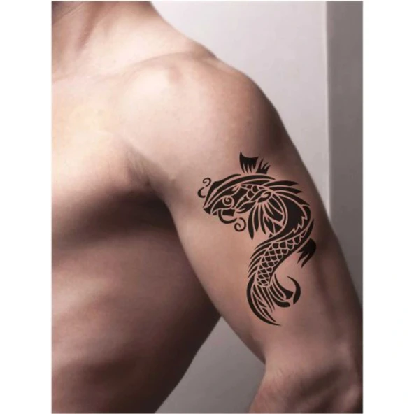Koi Balığı Tattoo Geçici Dövme Şablonları Kına Kalıpları - Resim 2