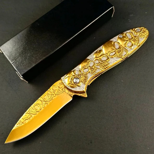 AlsepeteAvm Gold Kuru Kafa Desenli Kamp Çakısı ürün görseli 1