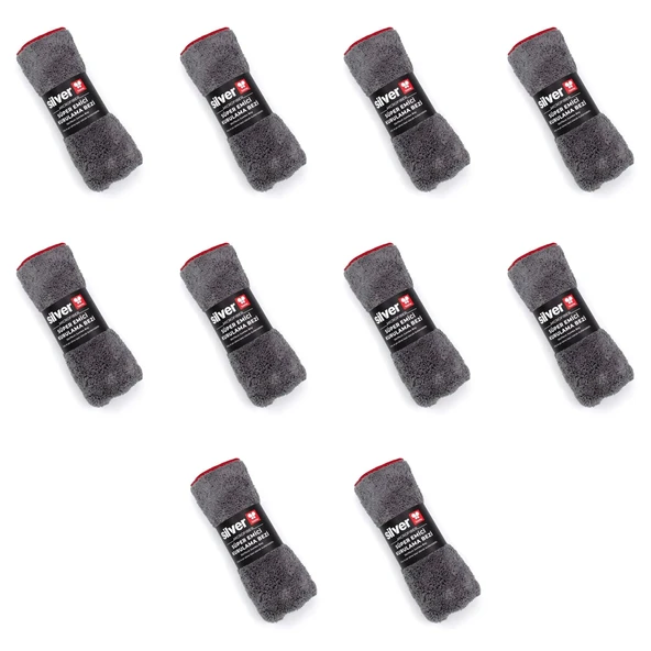 Silver Home Jumbo Mikrofiber Süper Emici Havlu Kurulama Temizlik Bezi - Gri - 50x70 Cm. - 10 Adet ürün görseli 1