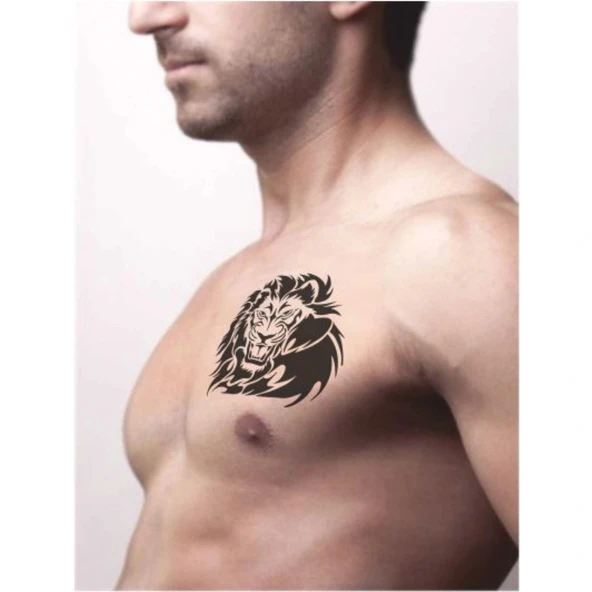 Büyük Yeleli Aslan Tattoo Geçici Dövme Şablonları Kına Kalıpları - Resim 2