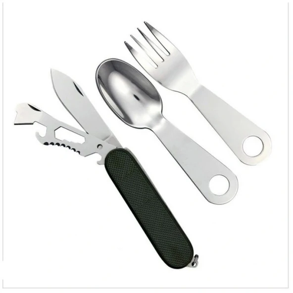 Kamp Çakısı Haki Çatal Kaşık Bıçak SW-399 14 CM ürün görseli