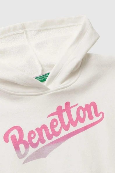 United Colors of Benetton Kız Çocuk 3J68C204W-25K Sweatshirt Beyaz - Resim 3