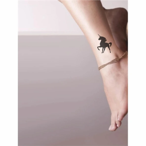 Tek Boynuzlu At unicorn  Tattoo Geçici Dövme Şablonları Kına Kalıpları - Resim 2