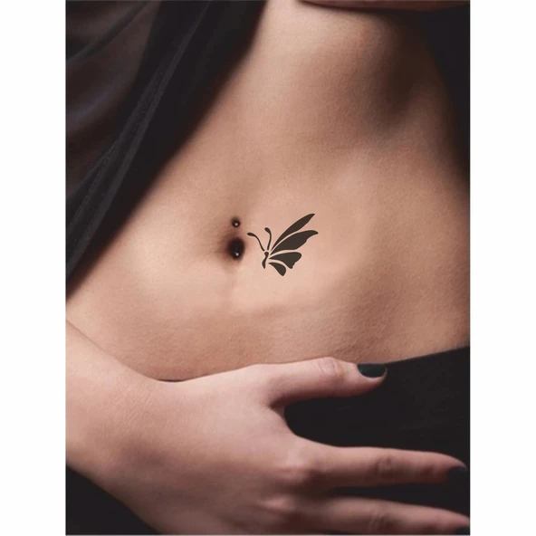 Küçük Kelebek Profili-1 Tattoo Geçici Dövme Şablonları Kına Kalıpları - 2