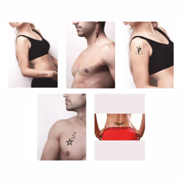 Hayat Basittir 5'li Set Geçici Dövme Kına Şablonu - Resim 2