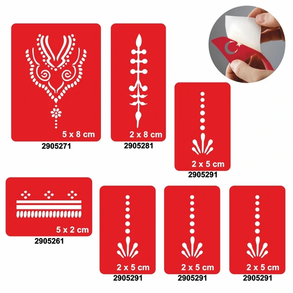 Çiçekli Kubbe 5'li Set Geçici Dövme Kına Şablonu ürün görseli 1