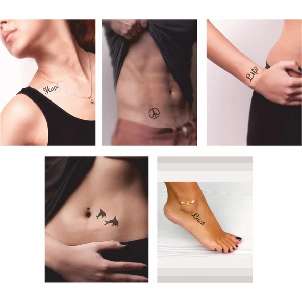 Minik Desenler 36 Adet Minimal set Geçici Dövme Şablonu - Resim 2