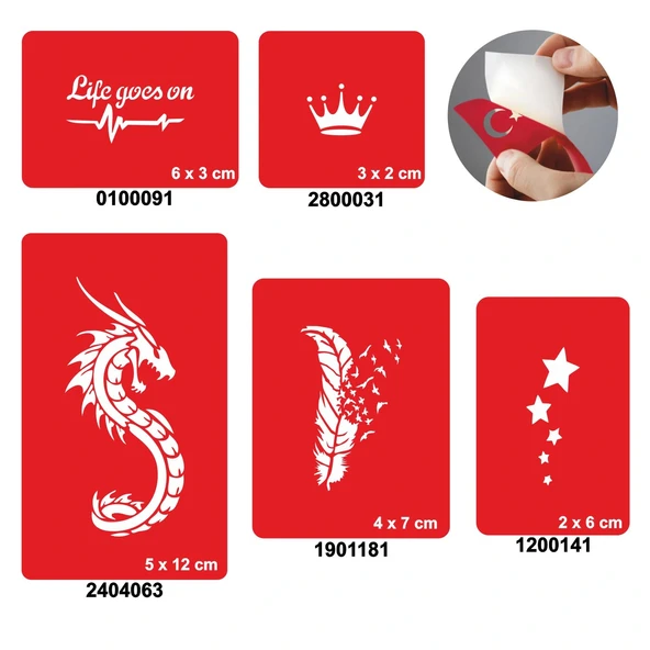 Hayat Devam Ediyor 5'li Set Geçici Dövme Kına Şablonu ürün görseli 1