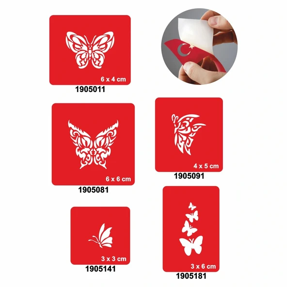 Kelebekler 5'li Set Geçici Dövme Kına Şablonu ürün görseli 1