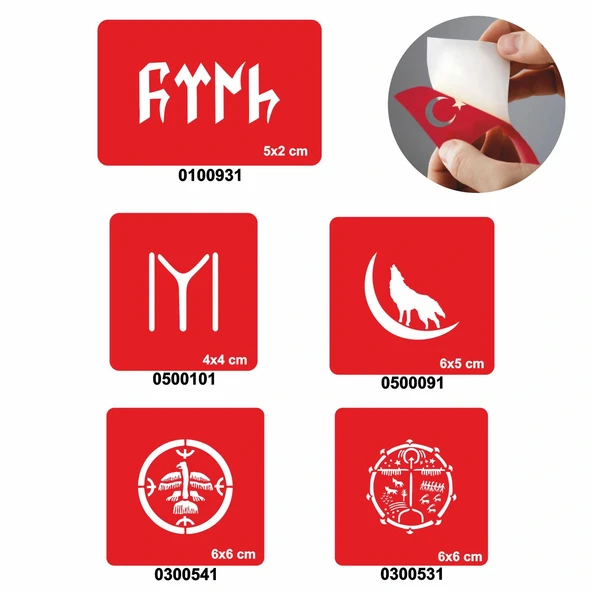 Türk 5'li Set Geçici Dövme Kına Şablonu ürün görseli 1