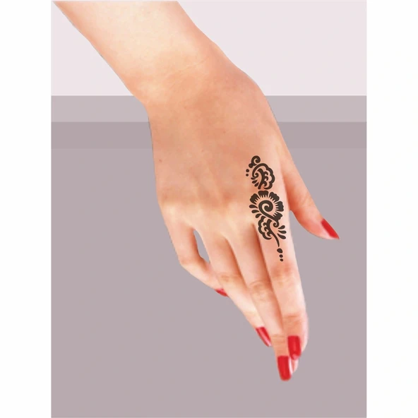 Arabesk Çiçek Tattoo Geçici Dövme Şablonları Kına Kalıpları - Resim 2