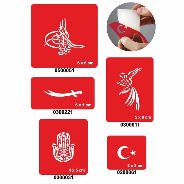 Evrensel Motifler 5'li Set Geçici Dövme Kına Şablonu ürün görseli 1