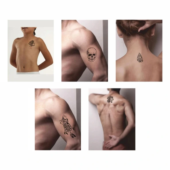 Ateş Saçan Modeller 5'li Set Geçici Dövme Kına Şablonu - Resim 2