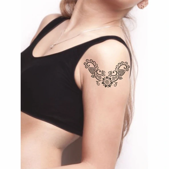 Dantel Motifi 258 Tattoo Geçici Dövme Şablonları Kına Kalıpları - Resim 2