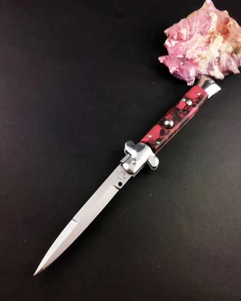 Kırmızı Kuru Kafa İtalyan Stiletto 23 Cm