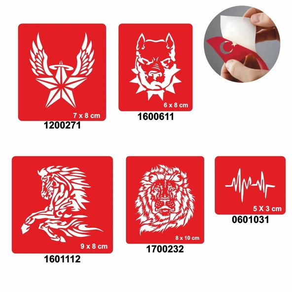 Şahlanan At 5'li Set Geçici Dövme Kına Şablonu ürün görseli 1