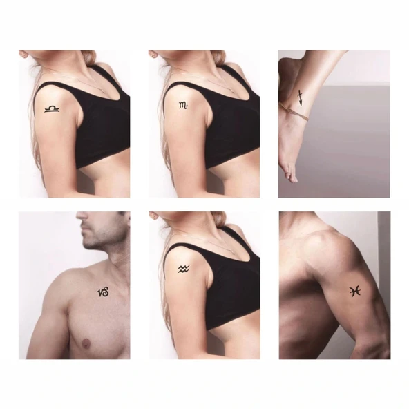 Burçlar-2 5'li Set Geçici Dövme Kına Şablonu - Resim 2