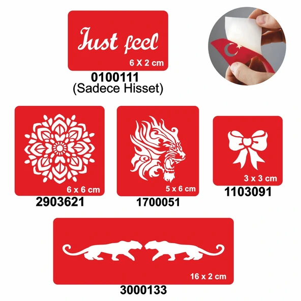 Sadece Hisset 5'li Set Geçici Dövme Kına Şablonu ürün görseli 1