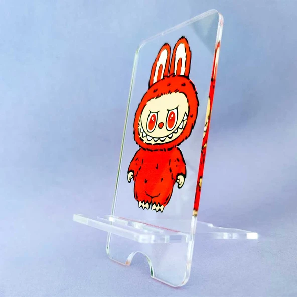 Labubu Baskı Telefon Standı 4mm Şeffaf Model-1 - Resim 2