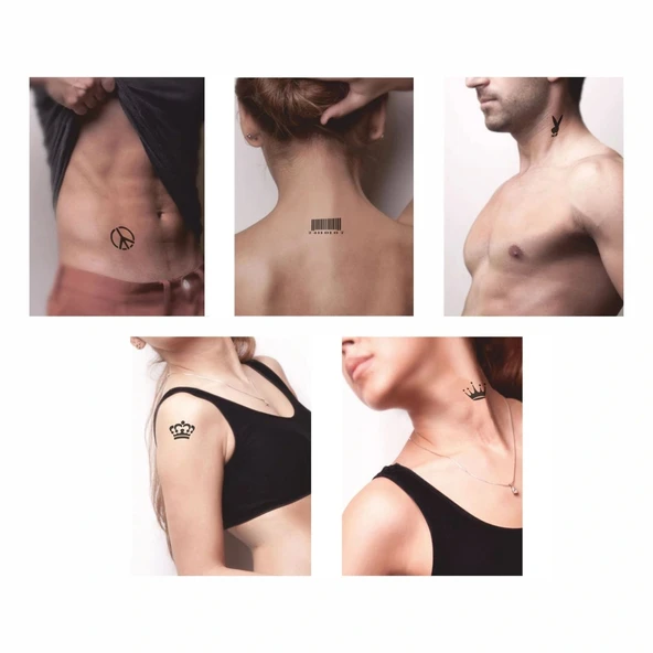 Semboller 5'li Set Geçici Dövme Kına Şablonu - Resim 2