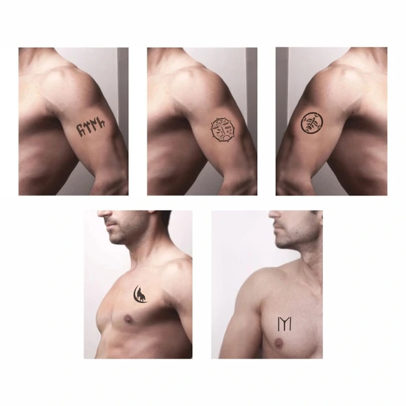 Türk 5'li Set Geçici Dövme Kına Şablonu - Resim 2