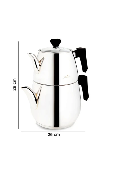 Jumbo Lubin Bakalit Saplı Çelik Çaydanlık - 8