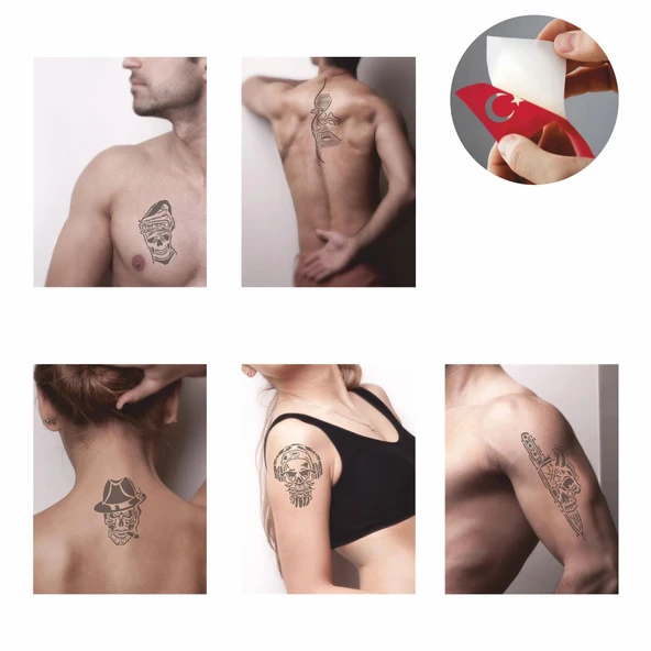 Korkusuz kuru kafa Modeller Dövme Şablonu Kına Deseni - 2