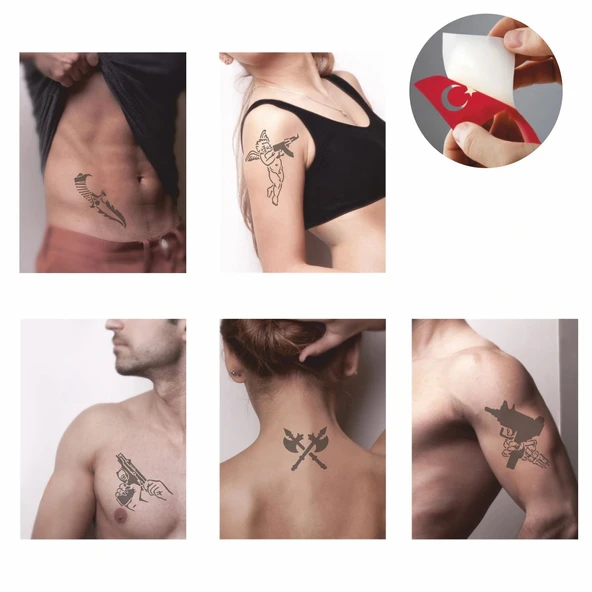 Silah Çeşitleri Dövme Şablonu Kına Deseni - Resim 2