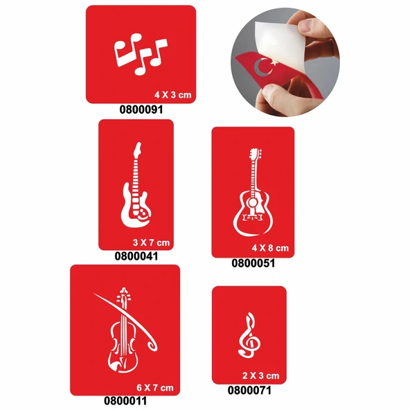 Müziğin Gücü 5'li Set Geçici Dövme Kına Şablonu ürün görseli 1