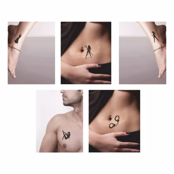 Kızlar Partisi 5'li Set Geçici Dövme Kına Şablonu - Resim 2