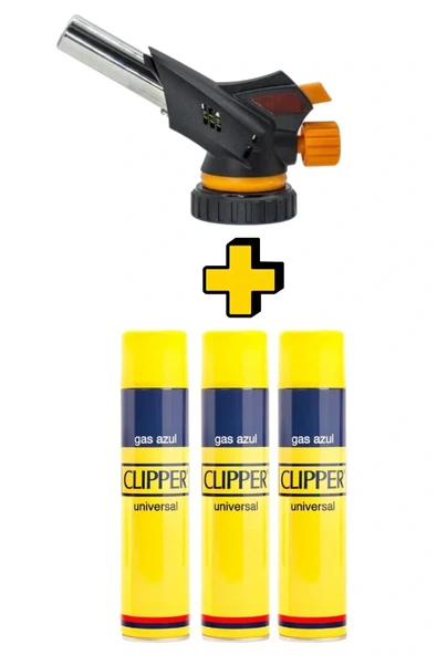 AlsepeteAvm 1300 Derece Profesyonel Pürmüz Çakmak 509C Başlık + 3 Adet Clipper Çakmak Gazı