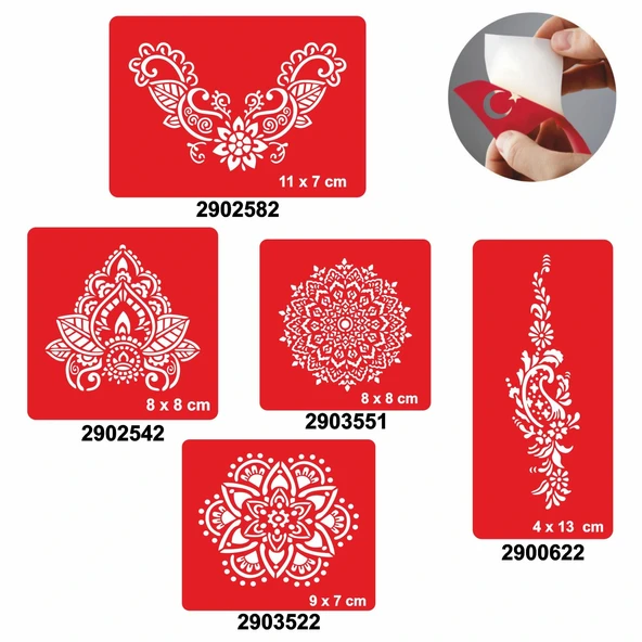Dantel Modelleri 5'li Set Geçici Dövme Kına Şablonu ürün görseli 1