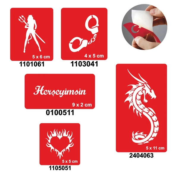 Herşeyimsin 5'li Set Geçici Dövme Kına Şablonu ürün görseli 1