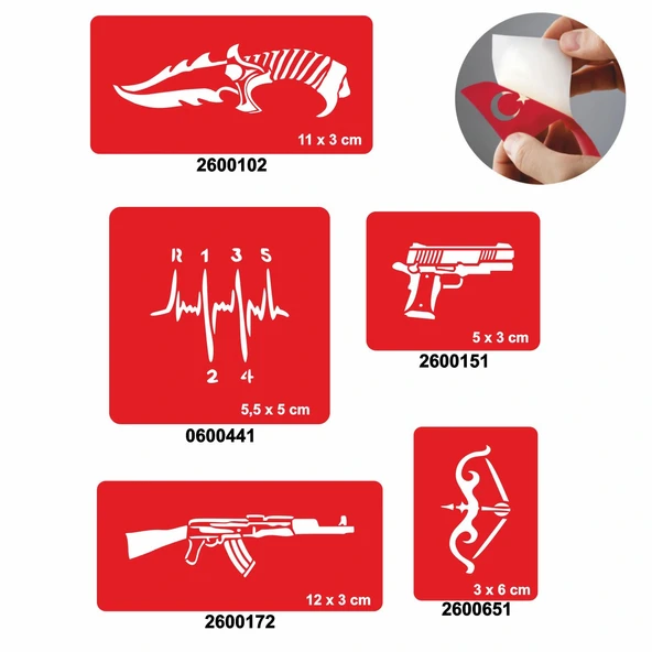 Savaşa Hazır Ol 5'li Set Geçici Dövme Kına Şablonu ürün görseli 1