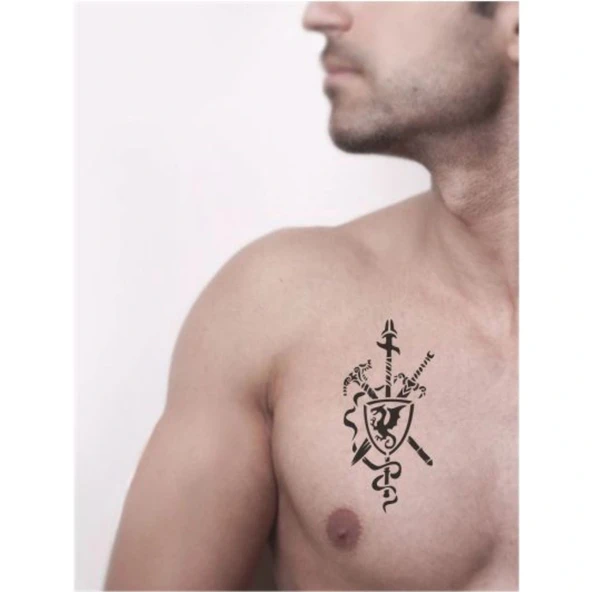 Keskin Savaşçı  Tattoo Geçici Dövme Şablonları Kına Kalıpları - Resim 2