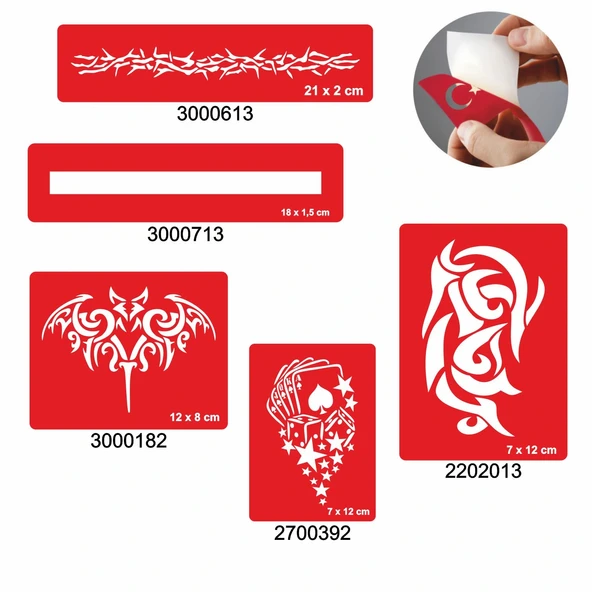 Güçlü Erkek Modelleri 5'li Set Geçici Dövme Kına Şablonu ürün görseli 1
