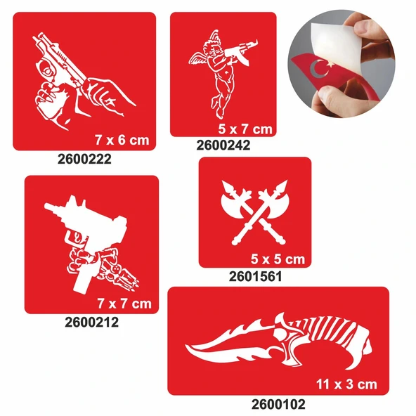 Silah Çeşitleri Dövme Şablonu Kına Deseni ürün görseli 1