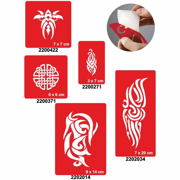 Triballer 5'li Set Geçici Dövme Kına Şablonu ürün görseli 1