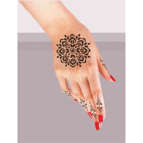 Mandala 5'li Set Geçici Dövme Kına Şablonu - 2